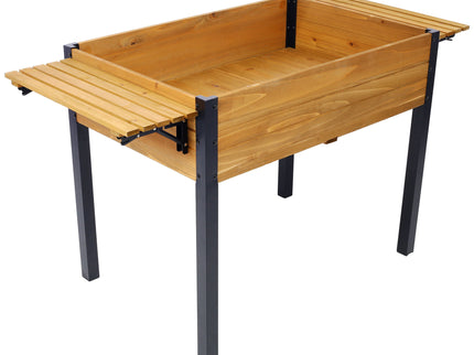 Raised Garden Bed With Metal Legs And Folding Storage Shelf
