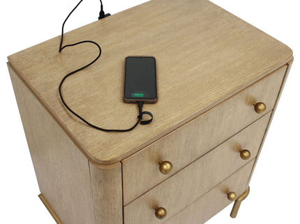 3 Drawer Nightstand With USB Ports - Brown