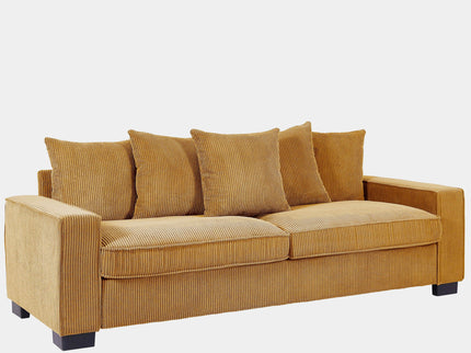 Luxe Sofa With 5 Matching Toss Pillows, Sleek Design, Spacious And Comfortable 3 Seater Couch