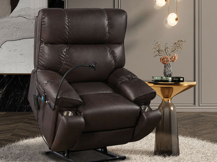 Recliner Chair With Phone Holder, Electric Power Lift Recliner Chair With 2 Motors Massage And Heat For Elderly, 3 Positions, 2 Side Pockets, Cup Holders
