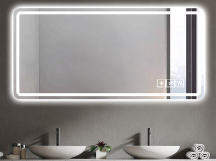 Frameless LED Bathroom Mirror Vanity With Anti Fog Front Lights - Silver