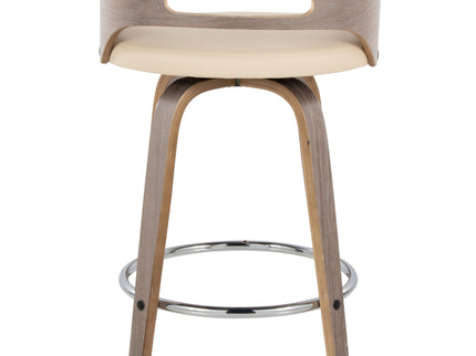 Cassis - Mid Century Modern Fixed Height Counter Stool With Swivel With Round Footrest (Set of 2)