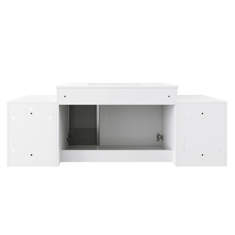 Wall Mounted Bathroom Vanity With Sink, Cabinet & Half Door