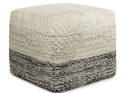 Macie - Square Woven Outdoor / Indoor Pouf - Gray / White