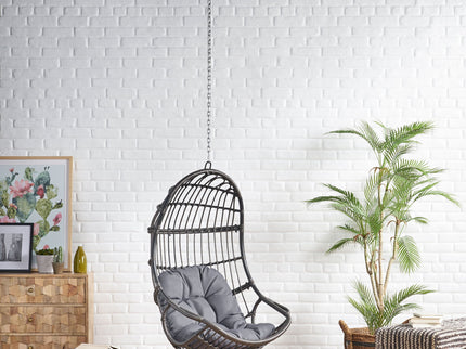 Rustic Hanging Basket Chair With Cushion