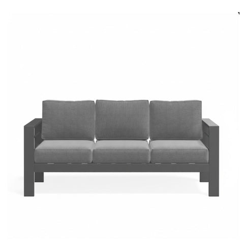 All Weather 3 Seat Patio Sofa With Thick Cushions - Gray / Gray