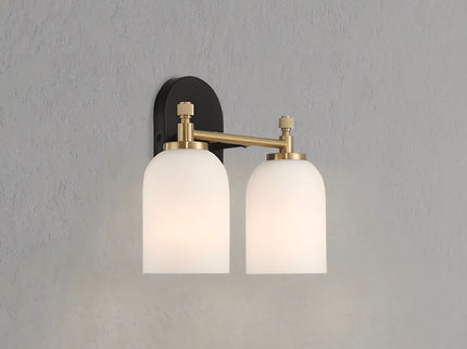 Vortex - 2 Lights Vanity In Style For Over Bathroom Mirror Wall Sconce - Black / Gold / White