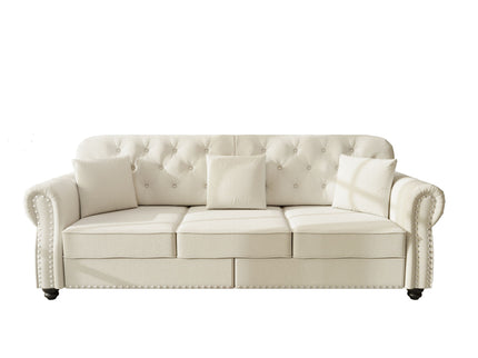 Upholstered 3 Seater Sofa Set With Ottoman