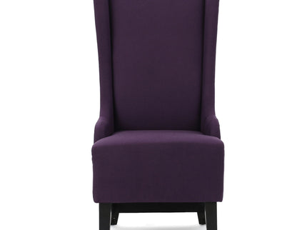 Fabric Dining Chair With High Back And Birch Wood Legs - Plum