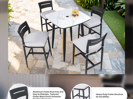 Modern Outdoor Bar Stools With Backrest And Footrest (Set of 2)