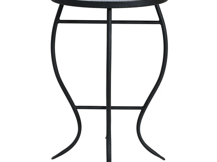 Outdoor Round Side Table With Mosaic Style Top And Curved Iron Legs