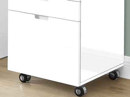 File Cabinet, Rolling Mobile, Storage Drawers, Printer Stand, Office, Work, Glossy Contemporary, Modern - White