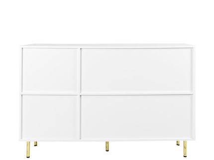 3 Door Large Storage Sideboard With Handles For Kitchen, Dining Room And Living Room, Accent Buffet Cabinet, Coffee Bar Sideboard Cabinet With 3 Doors - White / Gold