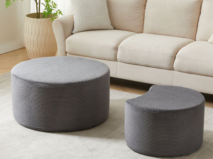 Modern Upholstered Round Coffee Table For Living Room (Set of 2)