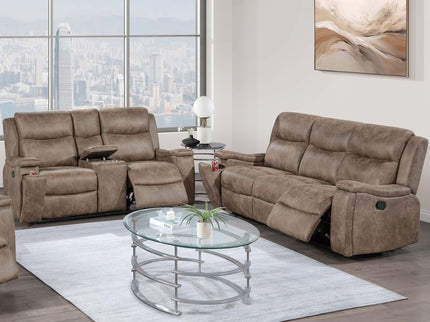 Modern Manual Motion Living Room Set With Hidden Cup Holders