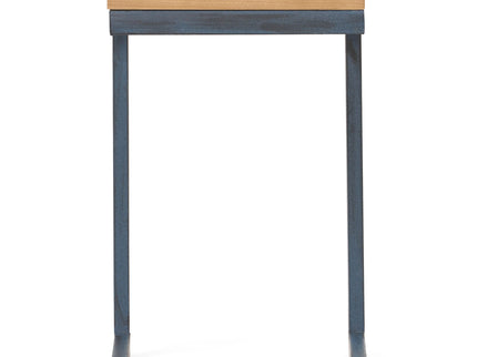 Small C Shaped End Table With Iron Base And Fir Wood Top - Black