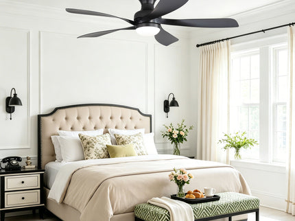 52" Ceiling Fan With 3 Color Dimmable LED Light, DC Reversible Motor, 6 Speed Settings