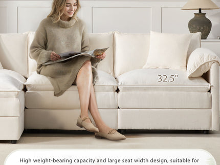 Modular Sectional With Deep And Wide Seat, Cloud Couch Set With Double Cushions Sofa With Movable Ottoman