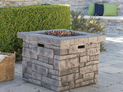 Outdoor Square Propane Fire Pit 40, 000 Btu - Gray