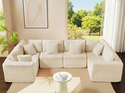 Modular U Shaped Sectional Sofa With Reversible Design