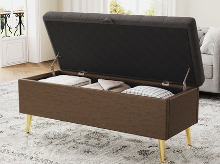 Modern Tufted Storage Ottoman Bench With Metal Legs