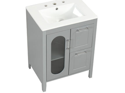 Modern Bathroom Vanity With Sink, Cabinet With 2 Drawers And Door, Adjustable Shelf