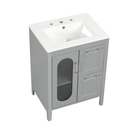 Modern Bathroom Vanity With Sink, Cabinet With 2 Drawers And Door, Adjustable Shelf
