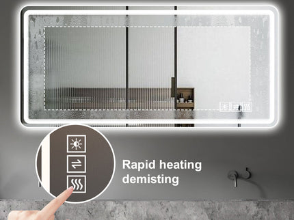 LED Bathroom Mirror, Anti Explosion Glass, Rust Resistant, Anti Fog, Tri Color