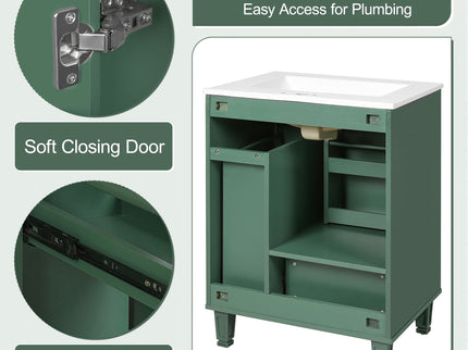 Bathroom Vanity With Sink, Deep Drawer, Door Shelf, 2 Tier Basket