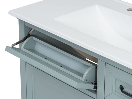 Bathroom Vanity With Sink, 2 Tip Out Drawers, Soft Close Hinges - Gray