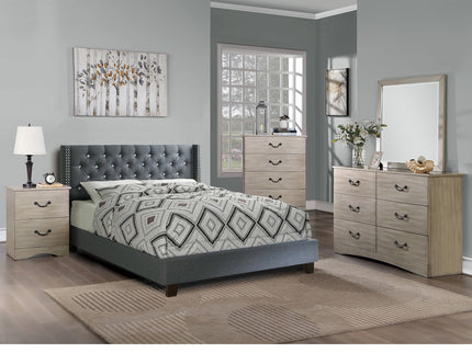 Contemporary Style Bed With Diamond Tufted Headboard