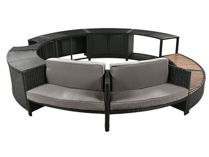 Spa Surround Spa Frame Patio Rattan Sofa Set With Storage Spaces, Mini Sofa And Comfortable Cushion For Patio, Backyard