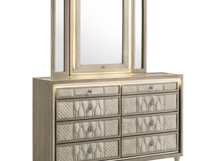Mika - 8 Drawer LED Dresser With Mirror - Ivory