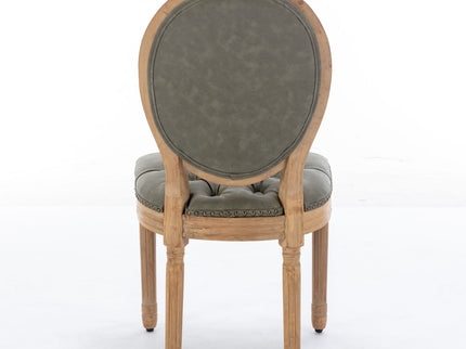 French Style Solid Wood Frame Antique Painting, Hand-Pulled Buckle Decoration Artificial Dining Chair With Nailhead Trim, Wood Legs