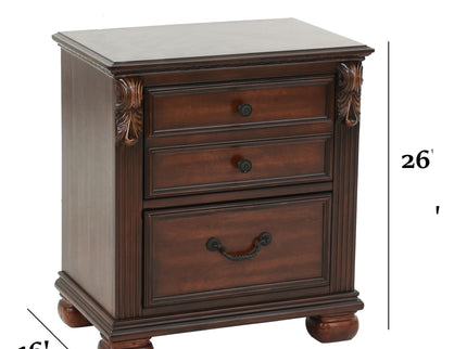 3 Piece Bedroom Set, Elegant Panel Bed With 2 Nightstands