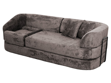 3 Seater Sofa With Built In Pet Bed Nook, Curved Design And 2 Throw Pillows