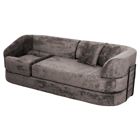 3 Seater Sofa With Built In Pet Bed Nook, Curved Design And 2 Throw Pillows