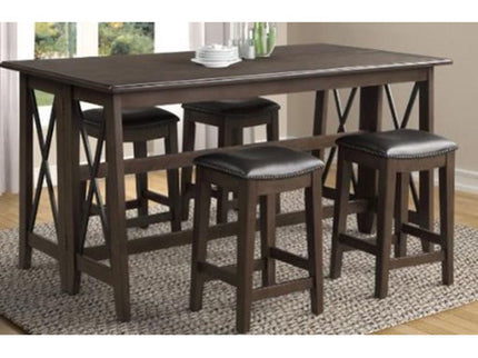 Drop Leaf Table With 4 Stools - Dark Brown