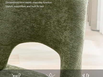 Upholstered Dining Chair With Curved Legs (Set of 2) - Green