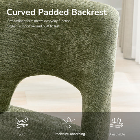 Upholstered Dining Chair With Curved Legs (Set of 2) - Green