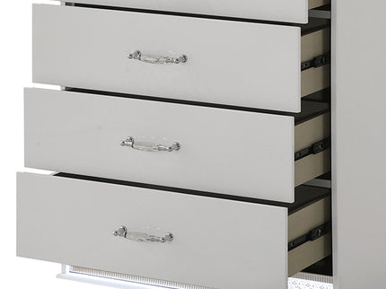 Glam - 5 Drawer Chest With LED Lighting - White