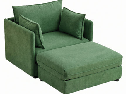 Oversized Deep Seat Accent Chair With Matching Storage Ottoman & Throw Pillows
