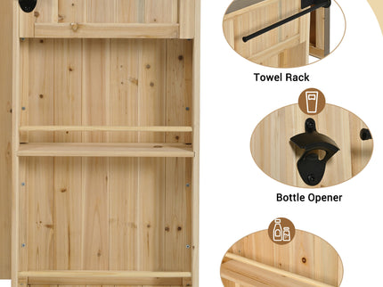 Outdoor Kitchen Island With Stainless Steel Top, Ample Storage Space, Towel And Spice Racks And A Bottle Opener