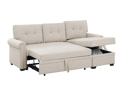 Upholstered Sleeper Sofa With Reversible Storage Chaise