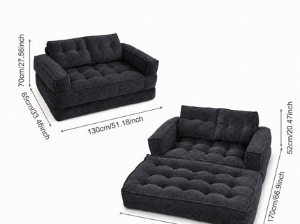 2 Seater Modular Corduroy Sofa With Chaise Lounge For Living Room