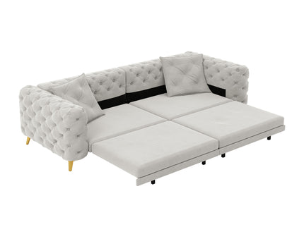 3 In 1 Convertible Sleeper, Deep Seat Pull Out Sofa Bed, Button Tufted