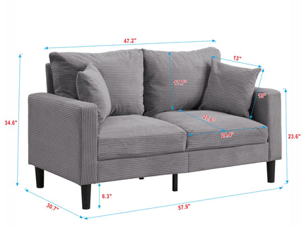 Modern Upholstered Loveseat Sofa, High Resilience