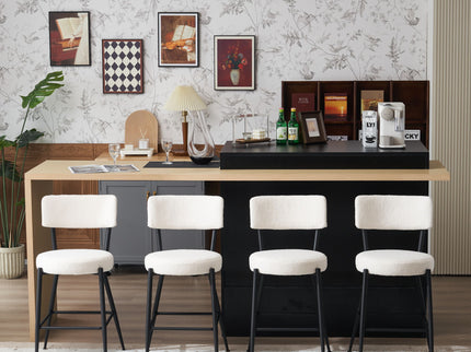 Modern Teddy Fabric Upholstered Bar Stools - Legs