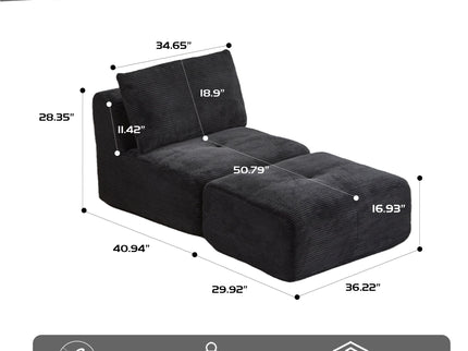 Single Chaise Longue With Movable Ottoman For Living Room