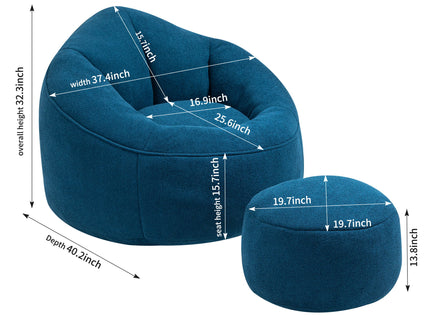 Bedding Bean Bag Sofa Chair High Pressure Foam With Footrest